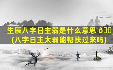 生辰八字日主弱是什么意思 🌸 (八字日主太弱能帮扶过来吗)